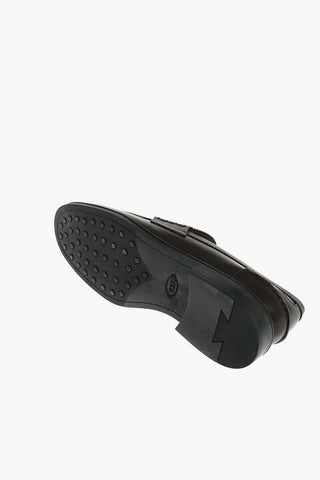 Leather Penny Loafers with Embossed Logo