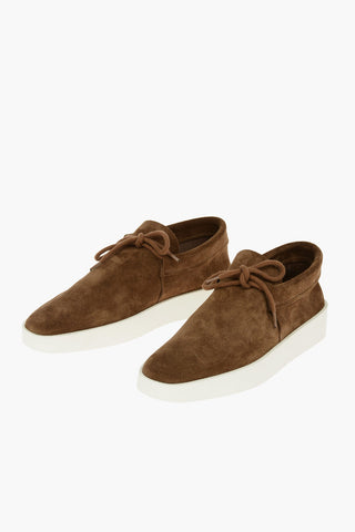 Reverse Suede Leather SIGARO One-lace Sneakers with Debossed Logo