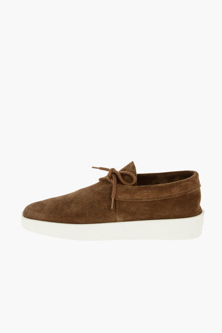 Reverse Suede Leather SIGARO One-lace Sneakers with Debossed Logo
