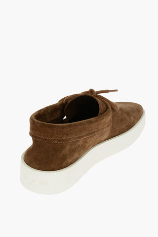 Reverse Suede Leather SIGARO One-lace Sneakers with Debossed Logo