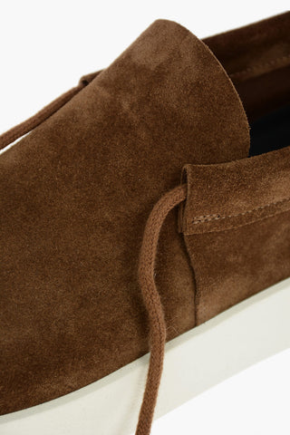 Reverse Suede Leather SIGARO One-lace Sneakers with Debossed Logo