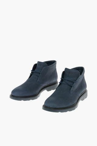 Nabuck Leather ROUTE Desert Boots with Embossed Logo