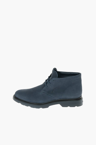Nabuck Leather ROUTE Desert Boots with Embossed Logo