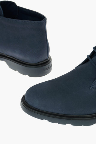 Nabuck Leather ROUTE Desert Boots with Embossed Logo