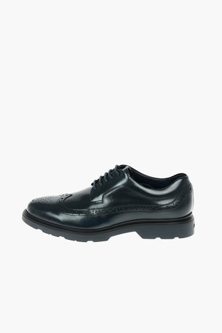 Leather DERBY H393 Lace-up Derby Shoes with Dovetail Brogue Motif