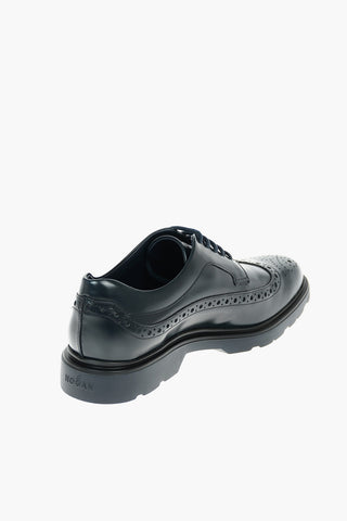 Leather DERBY H393 Lace-up Derby Shoes with Dovetail Brogue Motif