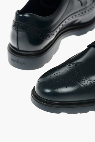 Leather DERBY H393 Lace-up Derby Shoes with Dovetail Brogue Motif