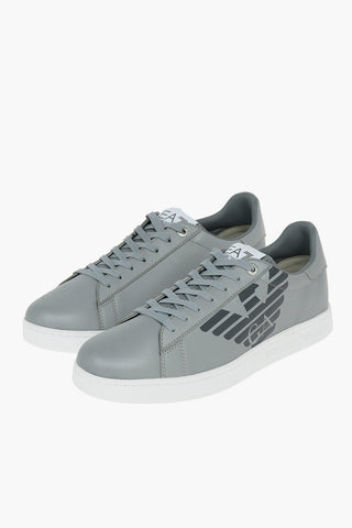 EA7 EMPORIO Faux-leather Sneakers with Logo Print