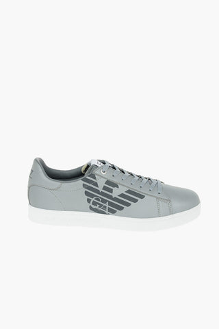EA7 EMPORIO Faux-leather Sneakers with Logo Print
