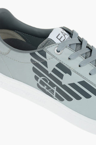 EA7 EMPORIO Faux-leather Sneakers with Logo Print