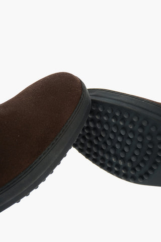 Suede Leather Lace-up Boots with Logoed Sole