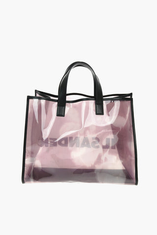 Logo Print Sheer Plastic Tote Bag