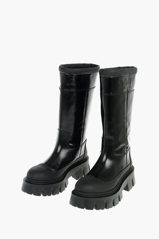 Soft Leather Calf-length Boots with Chunky Sole 5cm