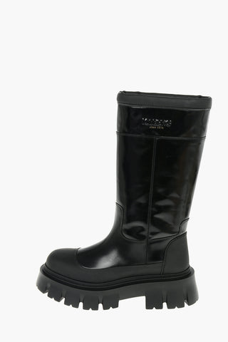 Soft Leather Calf-length Boots with Chunky Sole 5cm