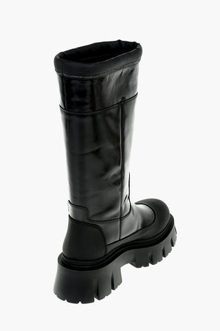 Soft Leather Calf-length Boots with Chunky Sole 5cm