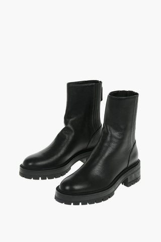 Soft Leather SAINT HONORE Combat Boots with Zip Fastening 4,5cm