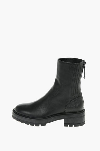 Soft Leather SAINT HONORE Combat Boots with Zip Fastening 4,5cm