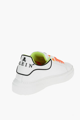 Leather Runner Sneakers with Fluo Details