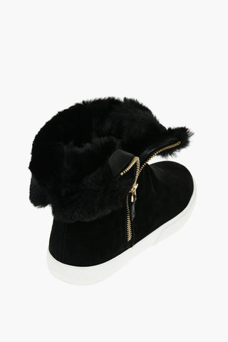 LAUREN Suede Leather JADELYN-SK Shearling High-top Sneakers with Side Zip
