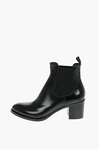Polished Fume Leather SHIRLEY 55 Chelsea Ankle Booties 7cm