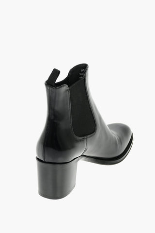 Polished Fume Leather SHIRLEY 55 Chelsea Ankle Booties 7cm