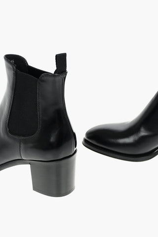 Polished Fume Leather SHIRLEY 55 Chelsea Ankle Booties 7cm