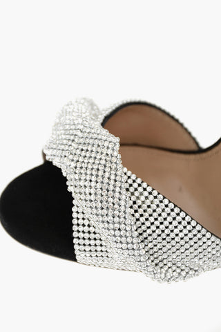 Sandali in Suede CRYSTAL TWIST con Decorazione in Strass 10cm