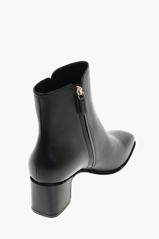 Leather CASSARO Squared-toe Ankle Boots with Contrasting Logo Buckle 5,5cm