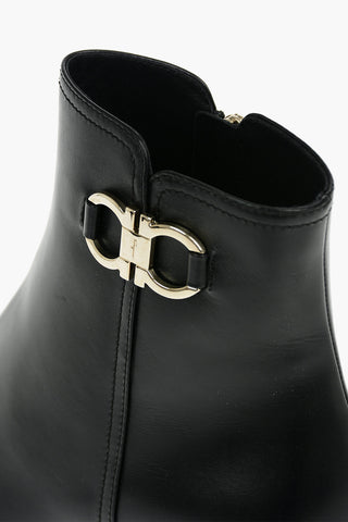 Leather CASSARO Squared-toe Ankle Boots with Contrasting Logo Buckle 5,5cm