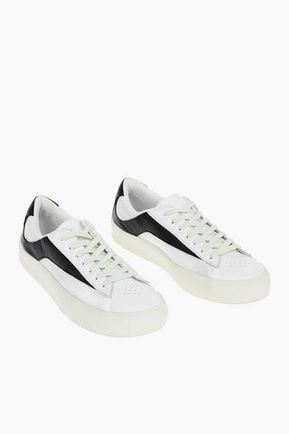 Fabric Sneakers with Grained Leather Details