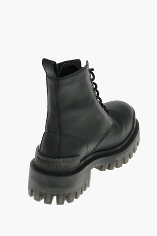 Leather STRIKE Lace-up Combat Booties with Chunky Sole 4,5cm