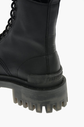 Leather STRIKE Lace-up Combat Booties with Chunky Sole 4,5cm
