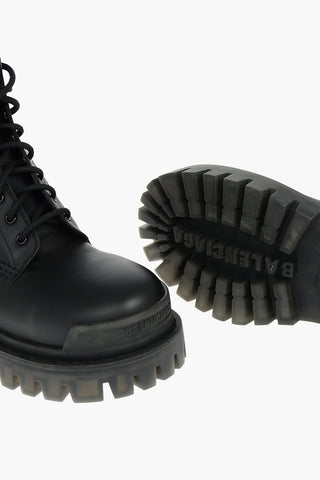 Leather STRIKE Lace-up Combat Booties with Chunky Sole 4,5cm
