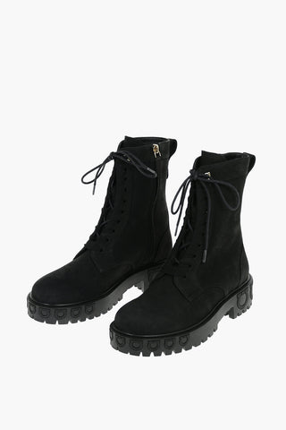 Nabuck Leather CHOPPED Combat Booties with Cleated Sole