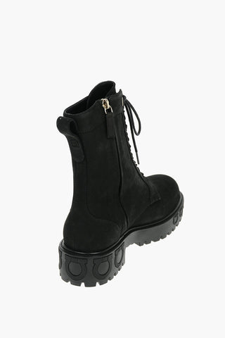 Nabuck Leather CHOPPED Combat Booties with Cleated Sole