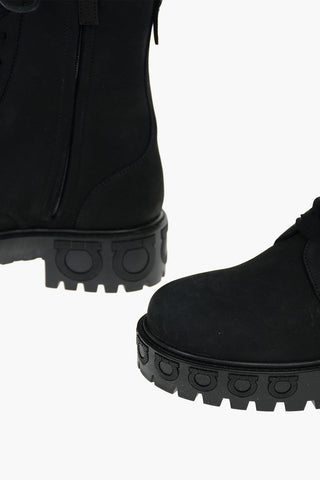 Nabuck Leather CHOPPED Combat Booties with Cleated Sole