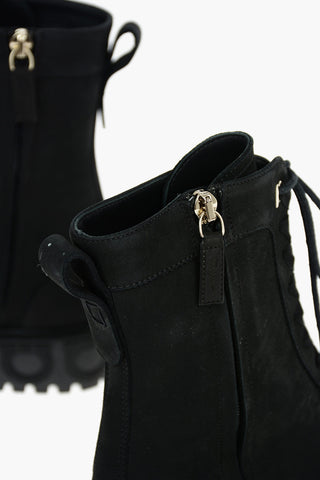 Nabuck Leather CHOPPED Combat Booties with Cleated Sole