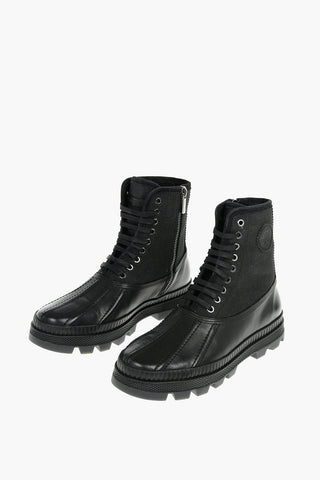 Textured Fabric Leather OSKAR Combat Boots with Lug Sole