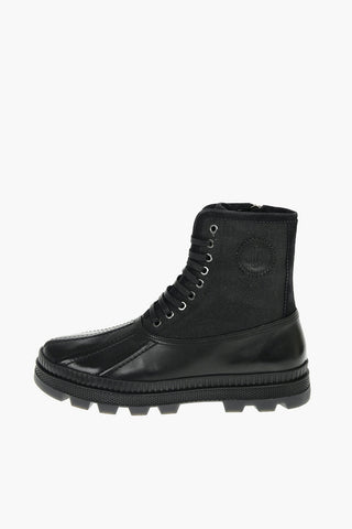 Textured Fabric Leather OSKAR Combat Boots with Lug Sole