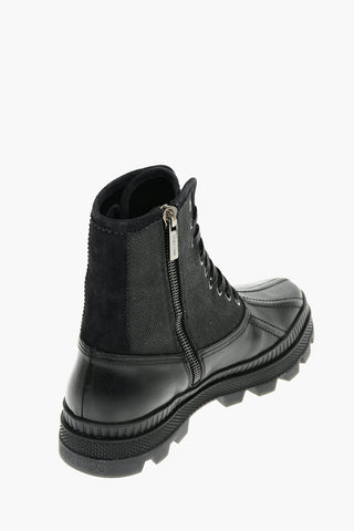 Textured Fabric Leather OSKAR Combat Boots with Lug Sole