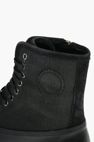 Textured Fabric Leather OSKAR Combat Boots with Lug Sole