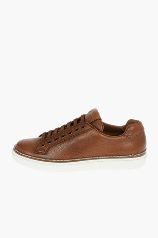 Grained Leather BOLAND Sneakers with Lettering Logo
