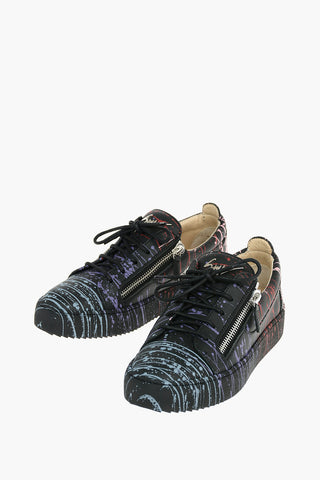 Paint-printed Leather FRANKIE Sneakers with Double Side-zip