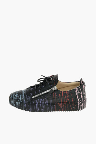 Paint-printed Leather FRANKIE Sneakers with Double Side-zip