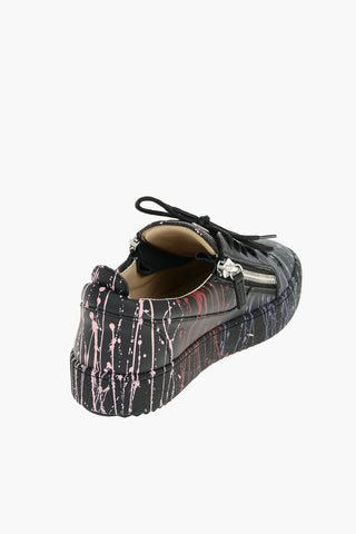 Paint-printed Leather FRANKIE Sneakers with Double Side-zip