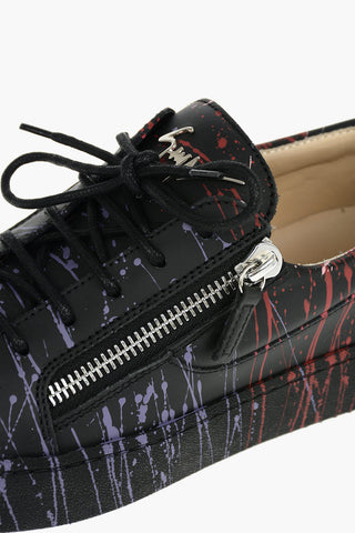 Paint-printed Leather FRANKIE Sneakers with Double Side-zip