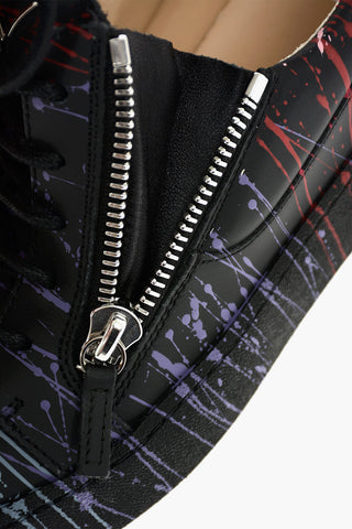 Paint-printed Leather FRANKIE Sneakers with Double Side-zip