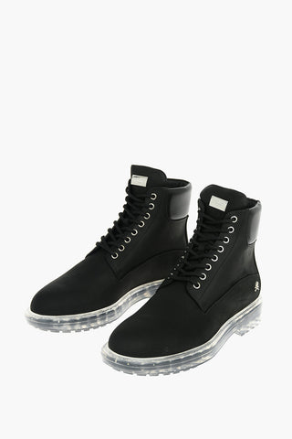 Nabuck THE HUNTER Lace-up Combat Boots with See-through Lug Sole