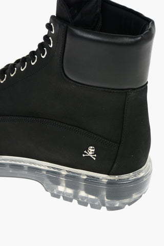 Nabuck THE HUNTER Lace-up Combat Boots with See-through Lug Sole