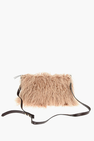Faux Fur Bag With Leather Shoulder Strap